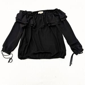 Michael Kors Black Ruffle Bohemian Top Size Small Mint Condition